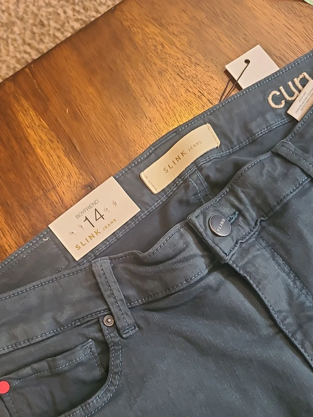 Slink Jeans Curvy Boyfriend Jeans Blue NWT Womens 14